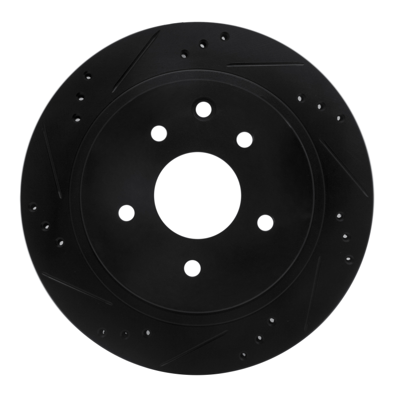 Infiniti M45 Brake Rotor (1) - Rear Left - R1 Concepts - Drilled & Slotted - Black - `02-`06
